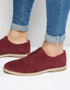 Asos Derby Shoes In Burgundy Suede With Jute Wrap Sole - Burgundy
