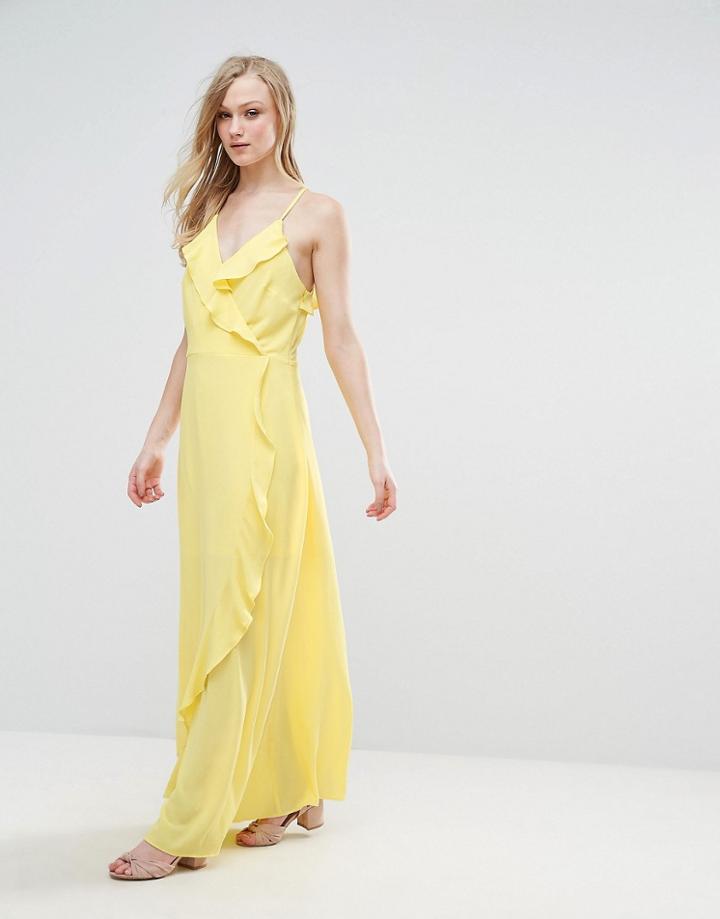 Liquorish Ruffle Maxi Dress - Yellow