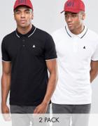 Asos 2 Pack Polo Shirt In Pique With Tipped Collar And Logo - Multi