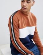 New Look Sweat With Color Block In Brown - Brown