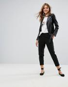 Pull & Bear Casual Peg Pant In Pinstripe - Navy