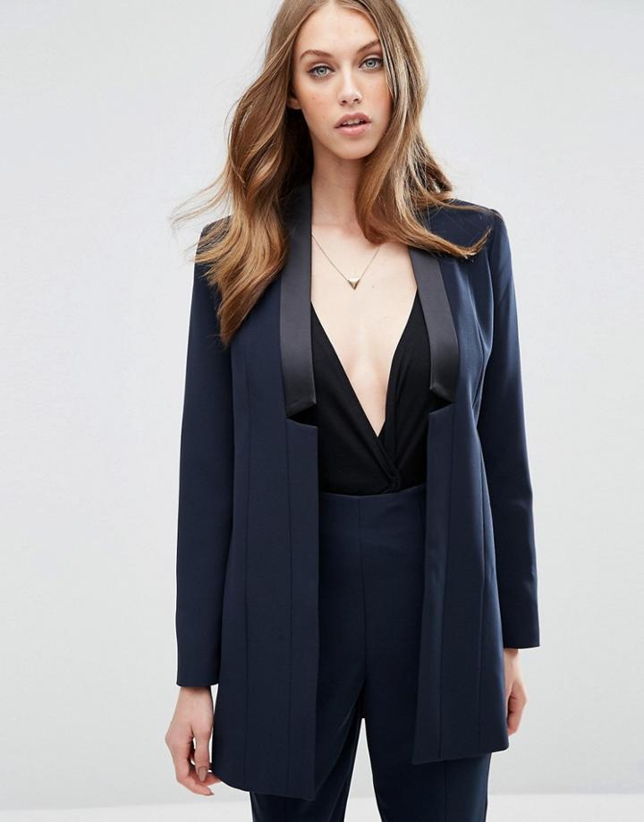 Asos Longline Tux Jacket - Navy