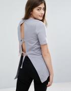 New Look Open Back D Ring T-shirt - Gray