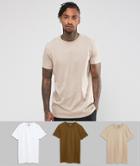 Asos Design Longline T-shirt 3 Pack Save - Multi