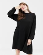 Monki High Neck Smock Dress In Black - Black