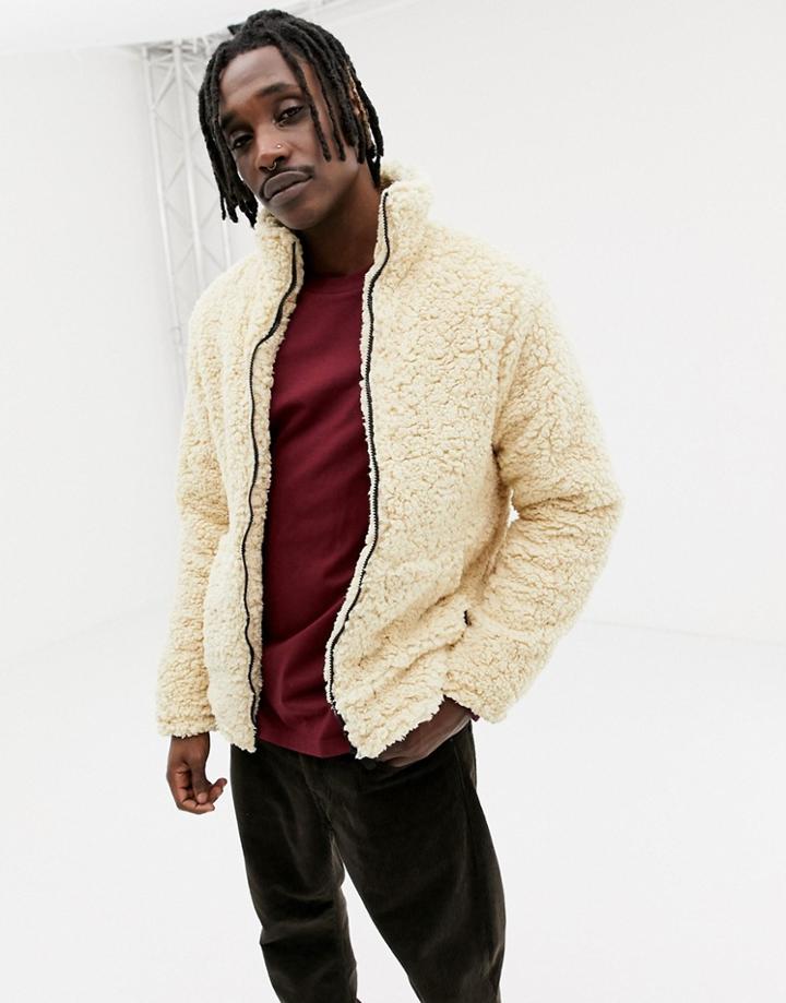 Pull & Bear Borg Jacket In Ecru - Beige