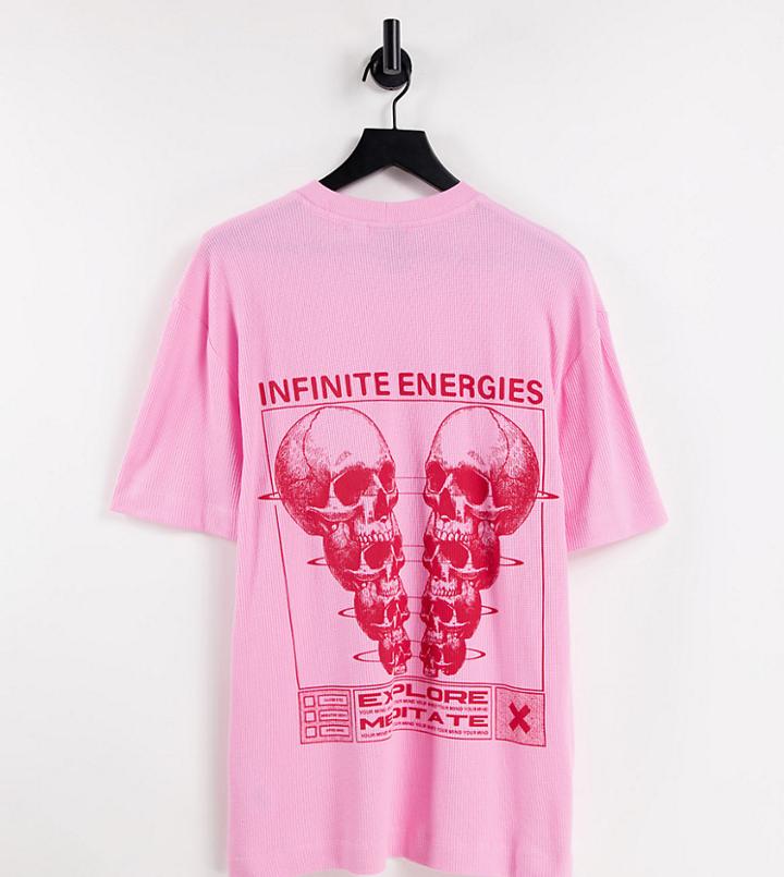 Collusion Waffle Skeleton Graphic T-shirt In Pink