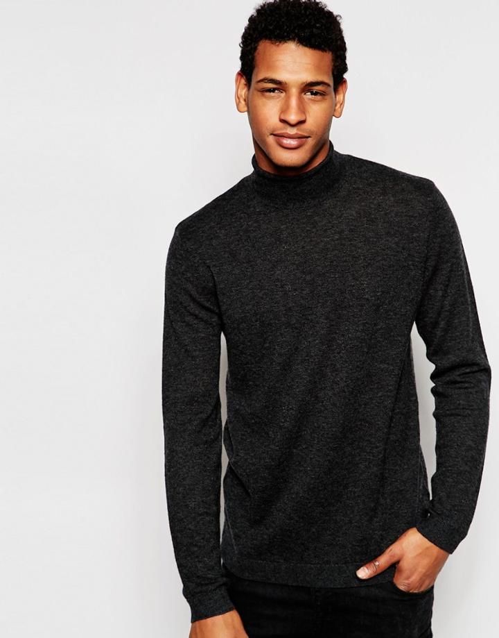 Asos Roll Neck Sweater In Merino