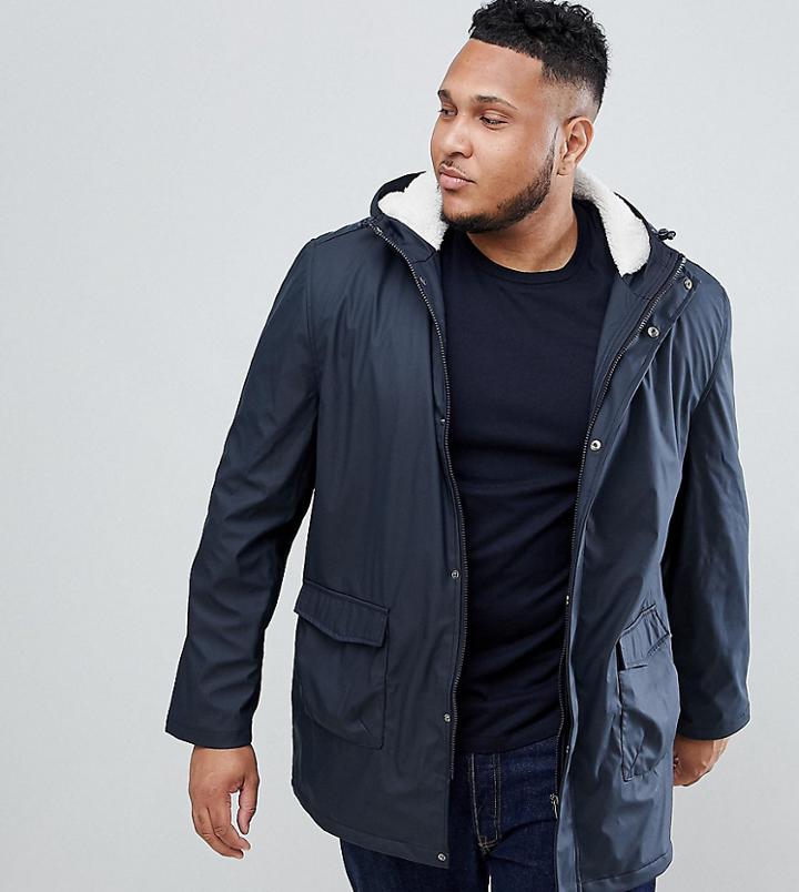 French Connection Plus Shine Fishtail Hooded Trench With Fleece Lining