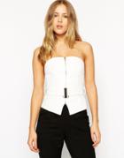 Asos Bandeau Top With Belt And Zip Front - White