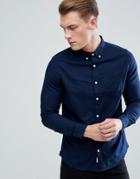 Burton Menswear Long Sleeve Oxford Shirt In Navy - Navy