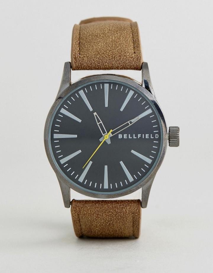 Bellfield Vintage Tan Watch With Black Dial - Tan