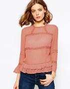 Asos Vintage Pretty Victoriana Blouse - Pink