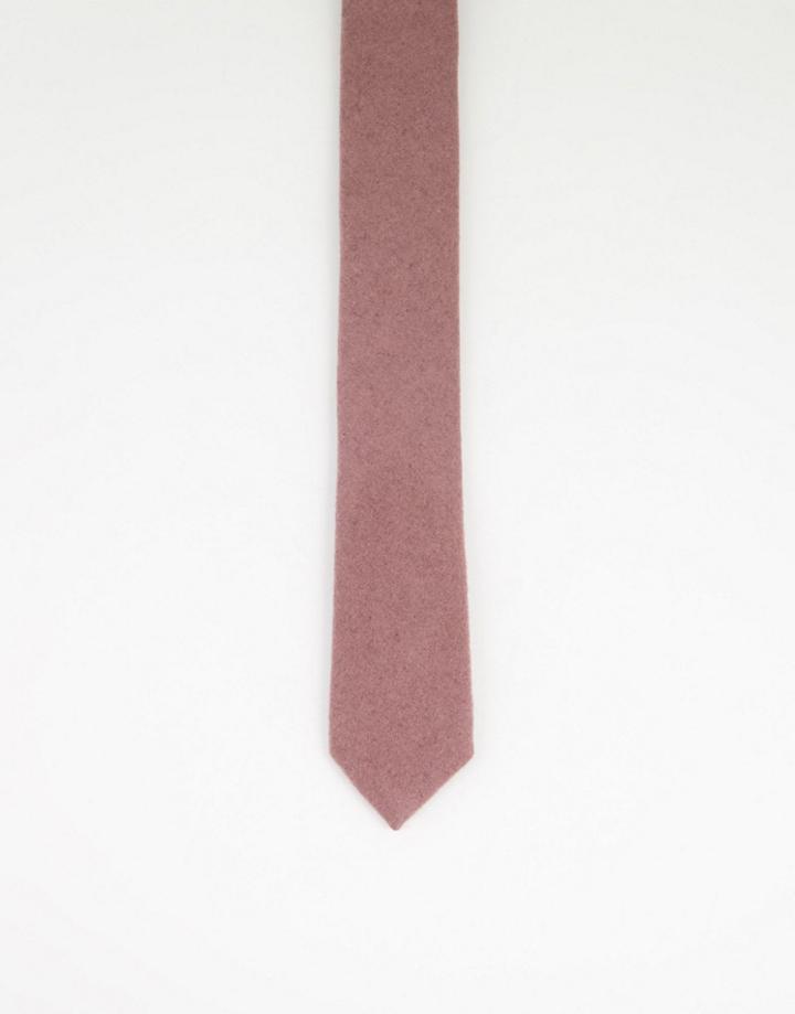 Gianni Feraud Plain Flannel Tie In Mauve-pink