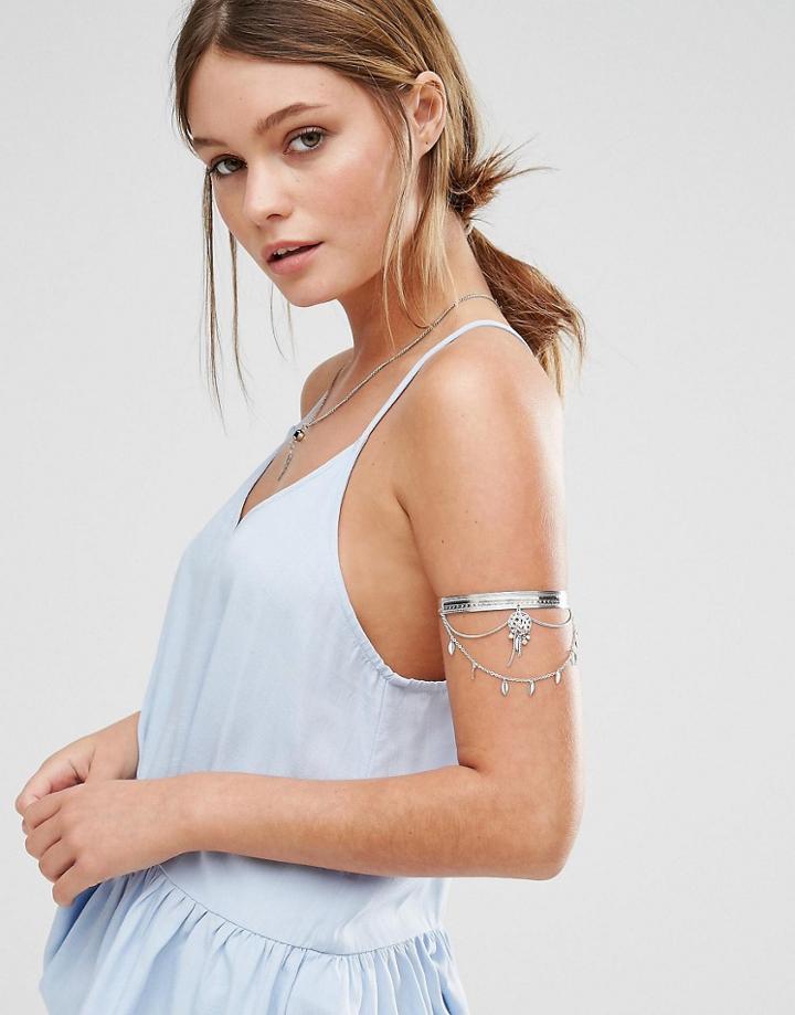 New Look Dream Catcher Drape Arm Cuff - Silver