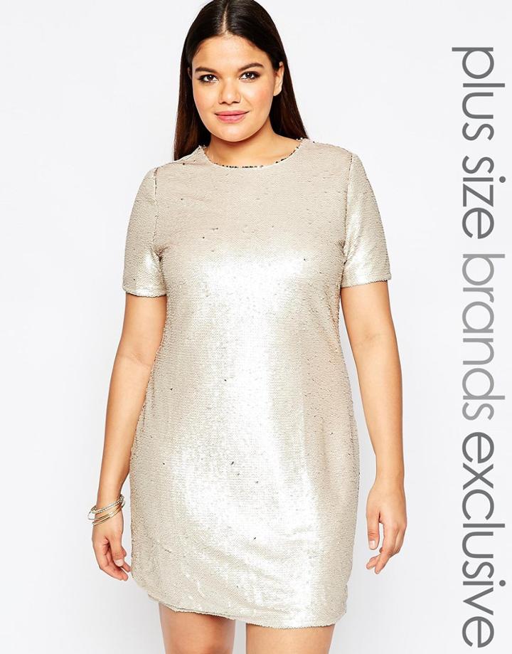 Club L Plus Cap Sleeve Two Tone Sequin Shift Dress - Multi