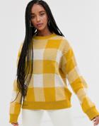 Daisy Street Sweater In Vintage Check Knit-yellow