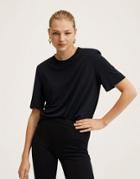Mango T-shirt With Statement Shoulder Pads In Black