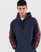 Jack & Jones Originals Side Stripe Hooded Sweat In Navy