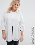 Asos Curve Fine Cardigan In Cutabout Ribs - Pale Gray