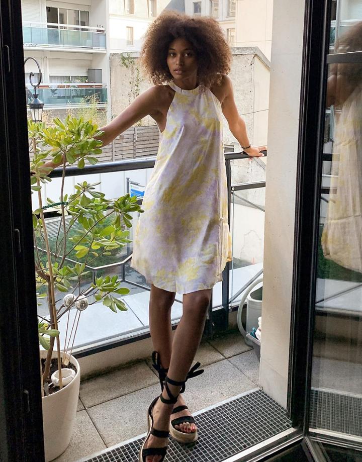 Vila Swing Dress In Abstract Print-pink