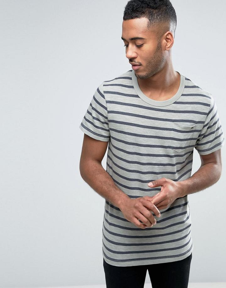 Jack & Jones Vintage T-shirt In Stripe With Pocket - Green