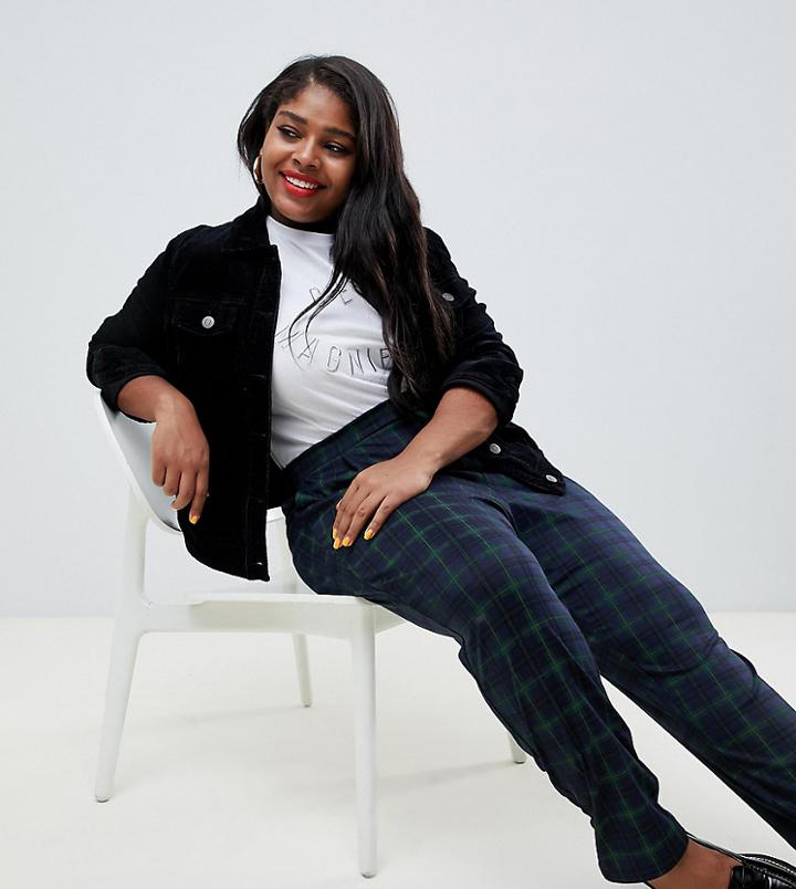 New Look Curve Check Pants In Navy - Navy