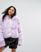 Missguided Crop Pelted Faux Fur Coat - Purple