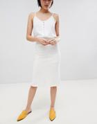 Paisie Knitted Skirt With Side Pocket And Back Split - White