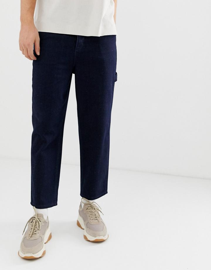 Asos White Skater Jeans In Neppy Indigo Denim - Navy