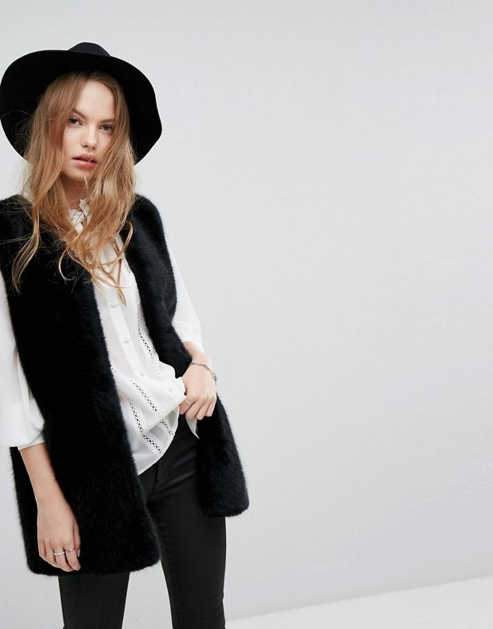 New Look Faux Fur Vest - Black