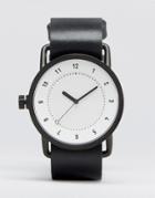 Tid No 1 Leather Watch In Black With White Face - Black
