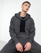 Asos Design Oversized Zip Up Hoodie In Washed Black - Part Of A Set