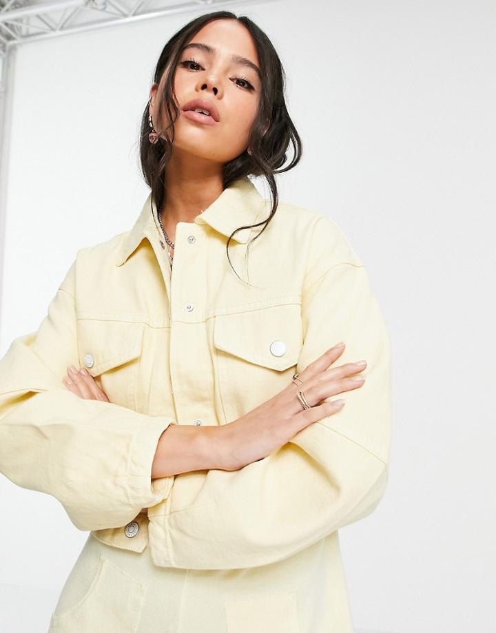 Bershka Organic Cotton Casual Jacket In Lemon-yellow