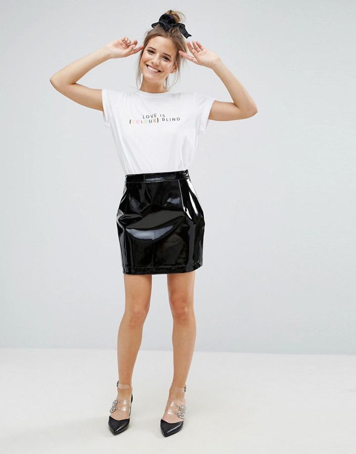Asos Vinyl A Line Mini Skirt - Black