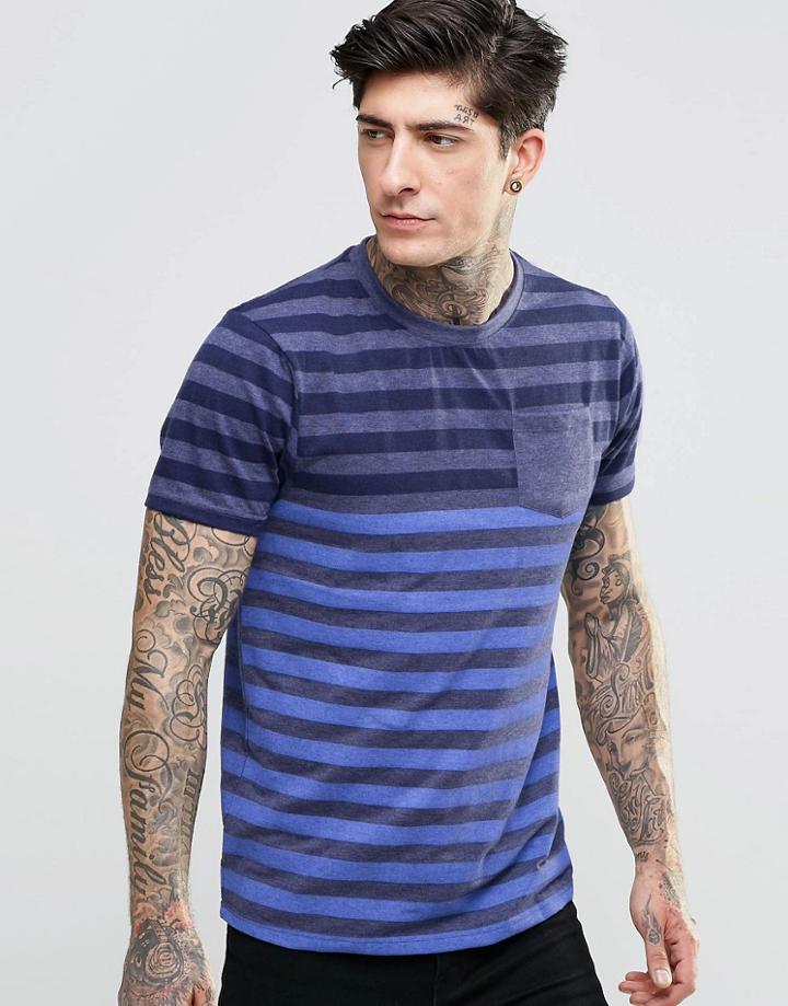 D-struct Varied Stripe T-shirt - Navy