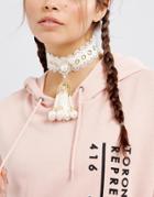 Asos Statement Faux Pearl Choker Necklace - Cream