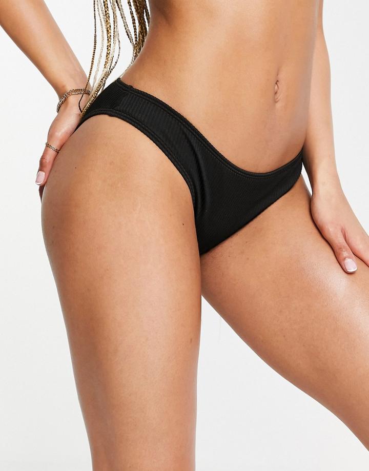 Hollister Rib Bikini Bottom In Black