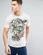 Brave Soul Skull Floral T-shirt - Cream