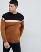 New Look Color Block Sweater In Tobacco - Brown