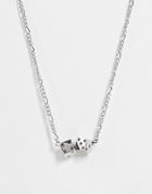 Asos Design Stainless Short Neckchain With Dice Pendant In Silver Tone