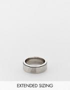 Asos Design Waterproof Stainless Steel Movement Band Ring With Horizontal Emboss In Silver Tone