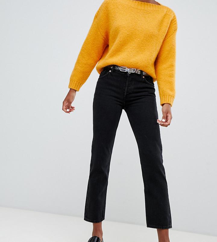 Monki Mokonok Mid Waist Straight Leg Jeans With Organic Cotton In Black - Black