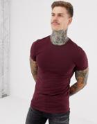 Asos Design Organic Muscle Fit T-shirt With Crew Neck In Red - Red