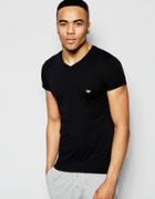 Emporio Armani Cotton V-neck T-shirt In Muscle Fit - Black
