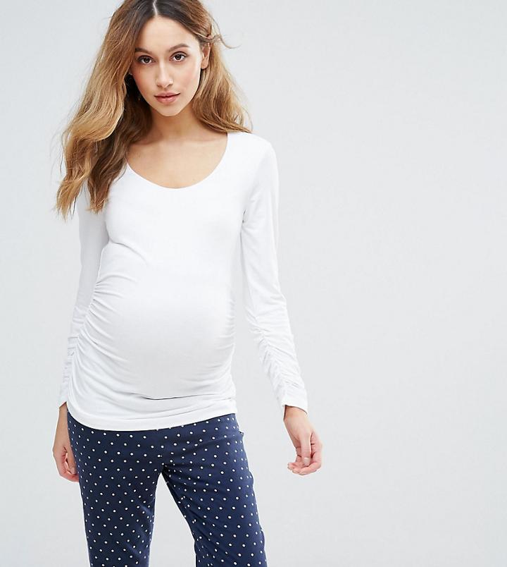Isabella Oliver Long Sleeve Scoop Neck Top - White