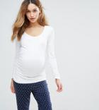 Isabella Oliver Long Sleeve Scoop Neck Top - White