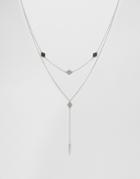 Asos Diamond & Spike Multirow Necklace - Silver