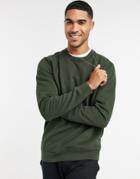 Boss Weevo Contrast Logo Sweatshirt In Khaki-green