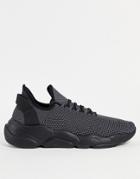 Asos Design Knitted Runner Sneakers In Black Mix